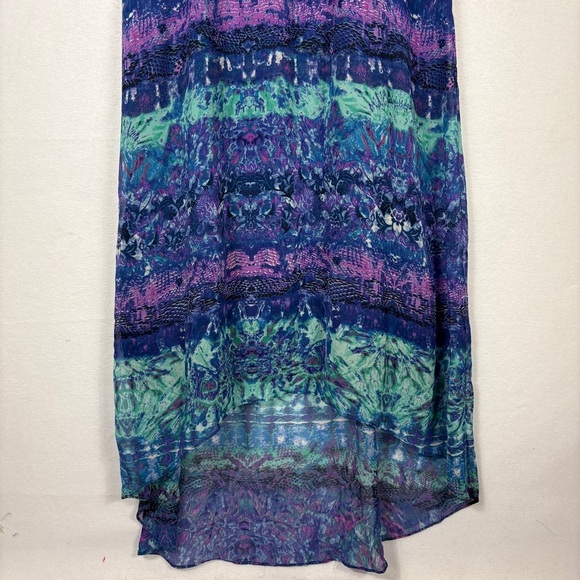Chico's Blue Purple Watercolor High Low Halter Maxi Dress - Picture 4 of 10